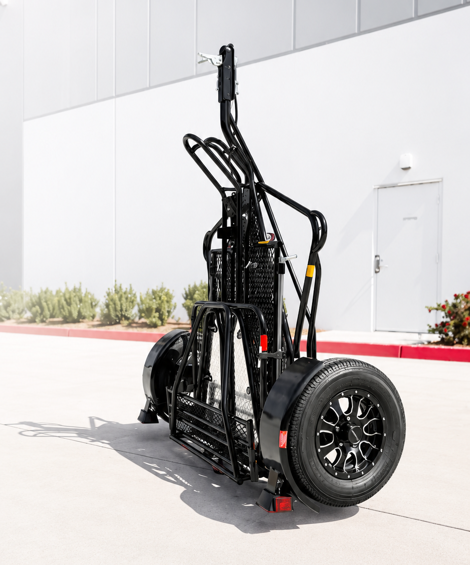 Alpha Sport Stand-Up Motorcycle Trailer – Single Rail, Ride-Up