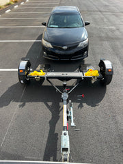 "Top view of car tow dolly with advanced braking"