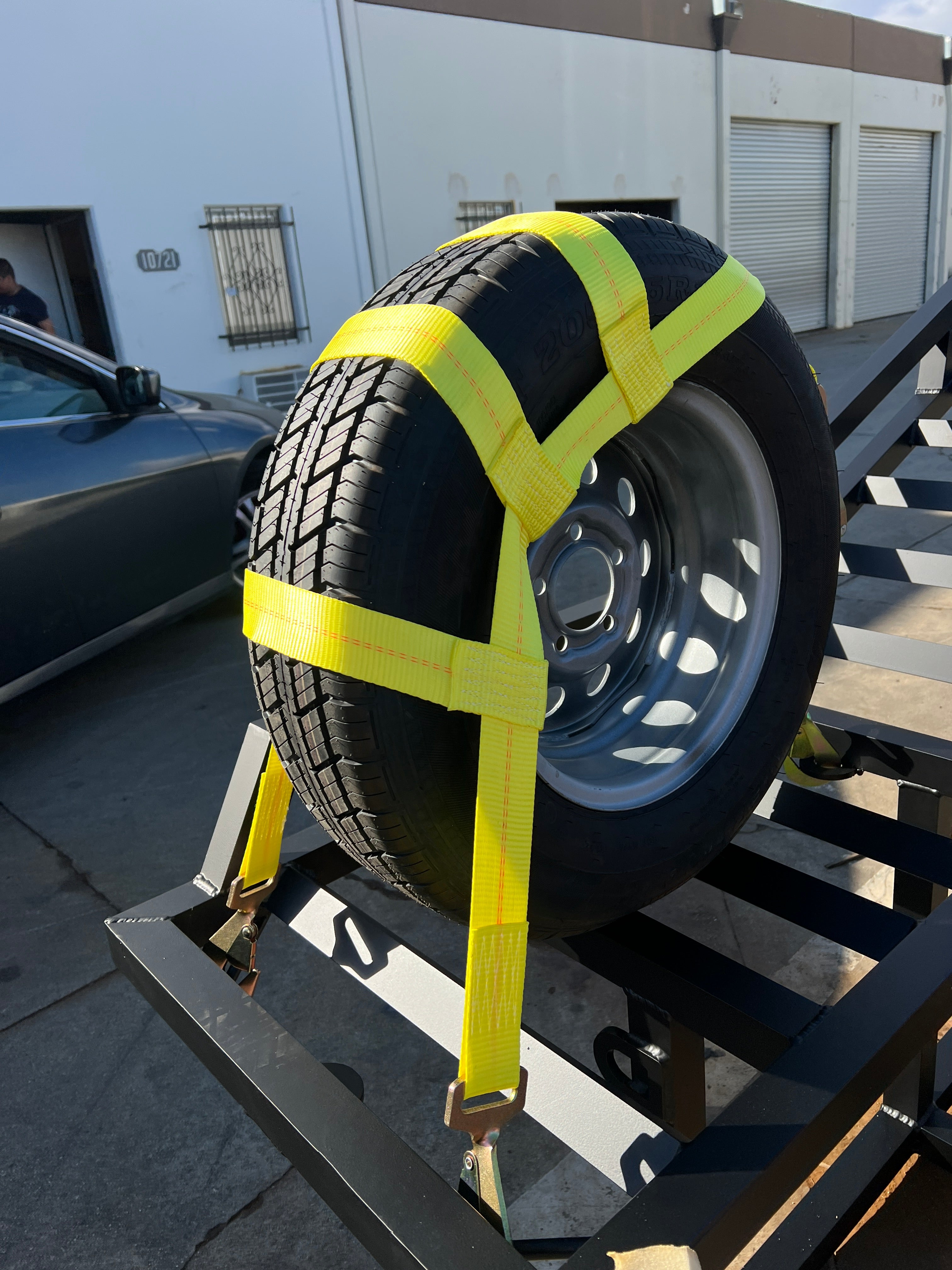 Tow Dolly Black Wheel Straps Tire Tie Down Car Hauler 13-18 Adjusting (2 Pack) - Foto 9