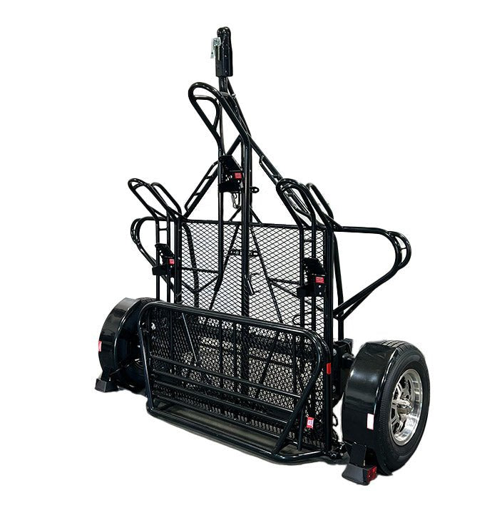Stand Up Dirt bike trailer with caster wheels ready to use better than kendon stand up