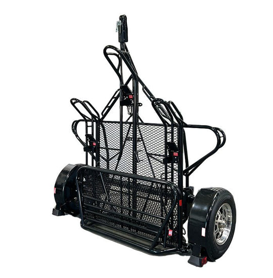 Stand Up Dirt bike trailer with caster wheels ready to use better than kendon stand up