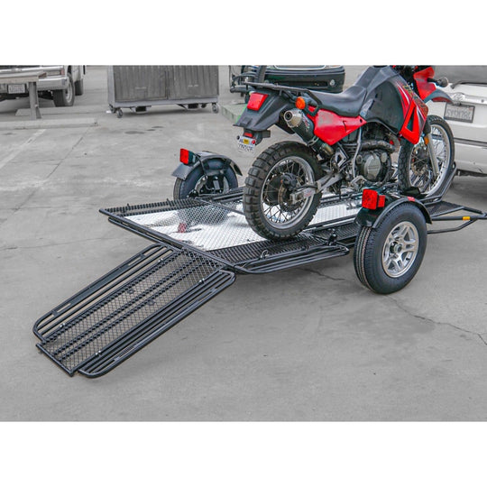 Folding motorcycle trailer for dirtbikes kendon motorcycle trailer
