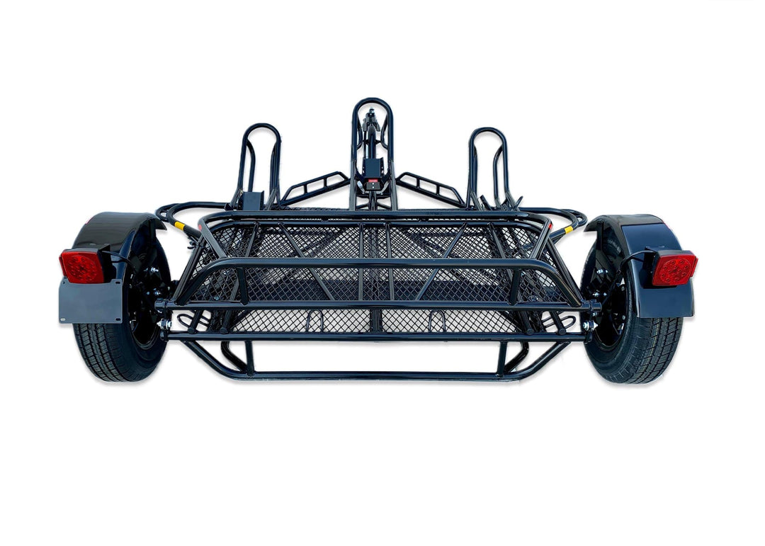 Folding Trailer For motorcycles such as Dirt bikes , Sportbikes , Scooters and more . Haul a Harley as well. Stands out from other motorcycle trailer