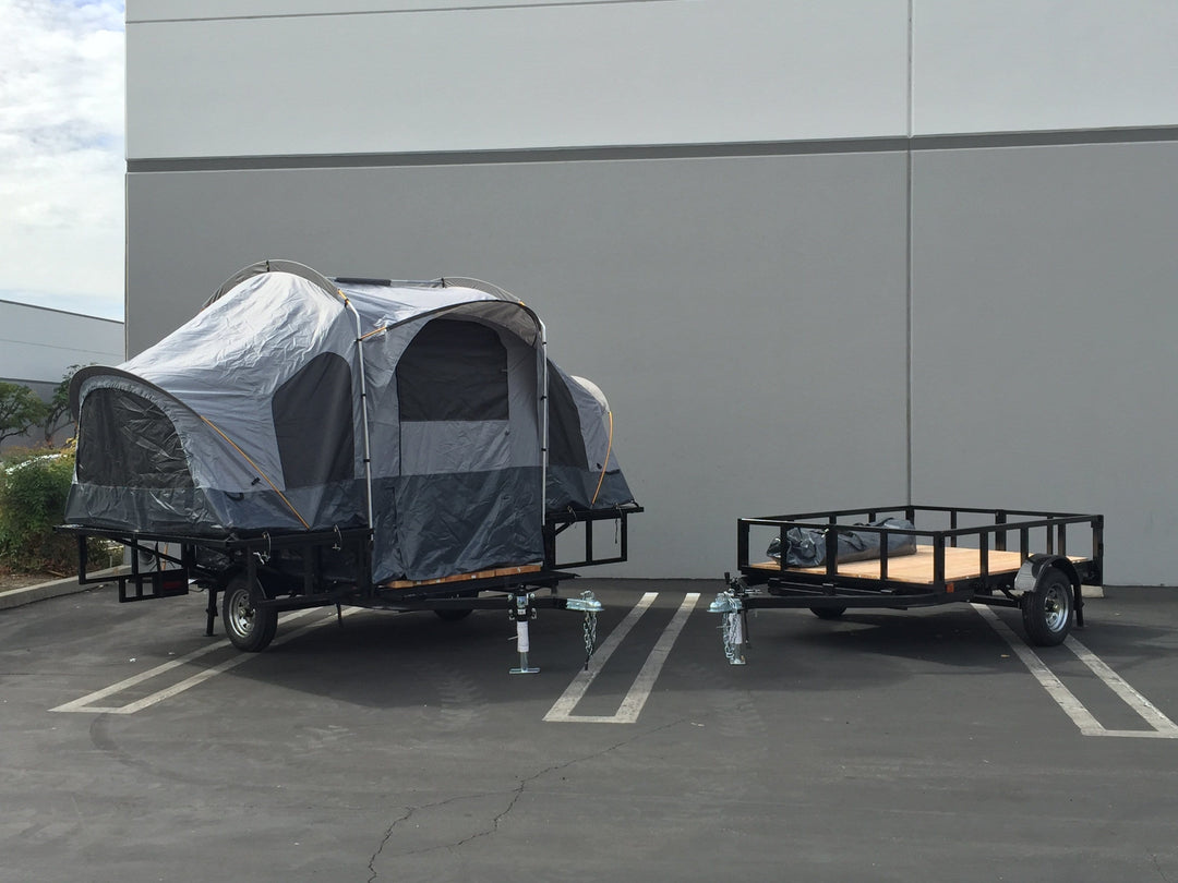 Utility Trailer Combo with Camping tent trailer pops open