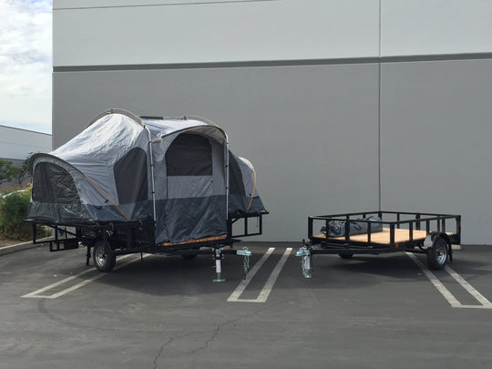 Utility Trailer Combo with Camping tent trailer pops open