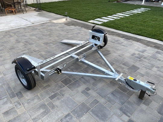 Side view of Heavy duty car tow dolly for RV the best RV tow dolly galvanized dollies tow dolly - Brand new 10 ply e rated tires included