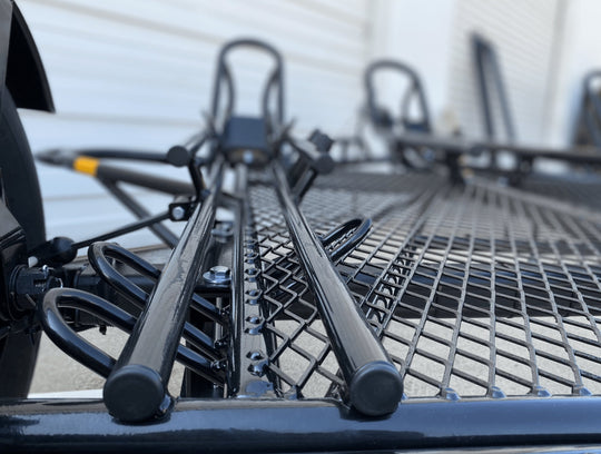 Single rail for one motorcycle trailer easy to use. Hauls 1500 lbs