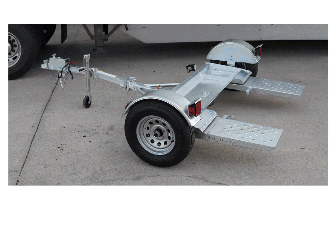 FOLDING STOW N TOW DOLLY - HAUL ANY VEHILCE EASY. FULLY GALVANIZE COLAPSABLE CAR TOW DOLLY FOLD UP TOW DOLLY WITH DEMCO BRAKES - KAR KADDY WITH DEMCO BRAKES