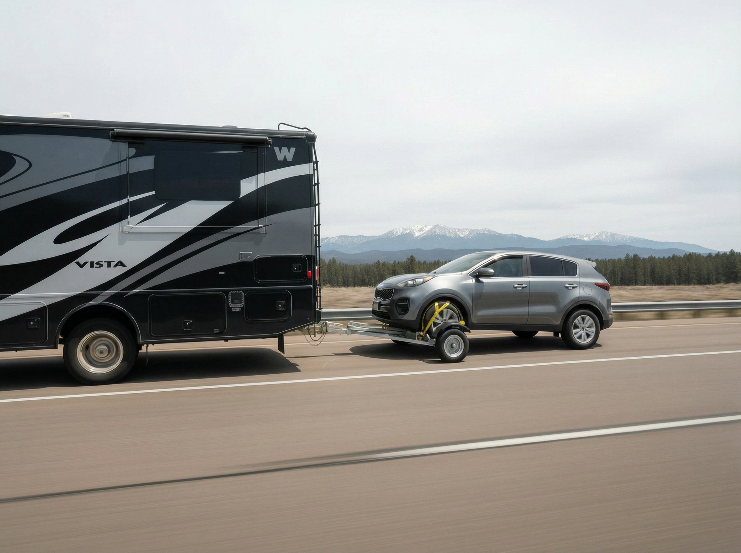 CAR TOW DOLLY FOR RV TRAVELING  ON THE HIGHWAY 
