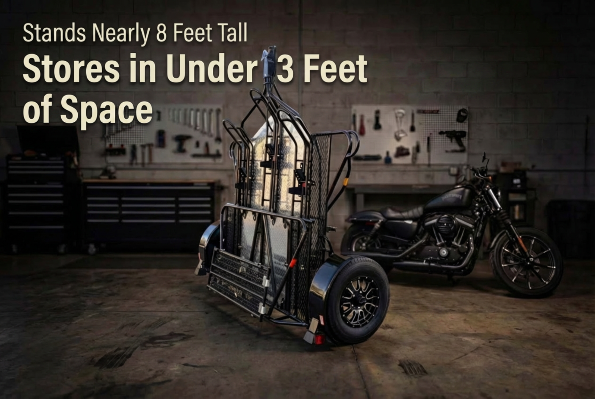 Motorcycle Trailer called the Trinity Mt3 Premium trailer sold and shipped assembled