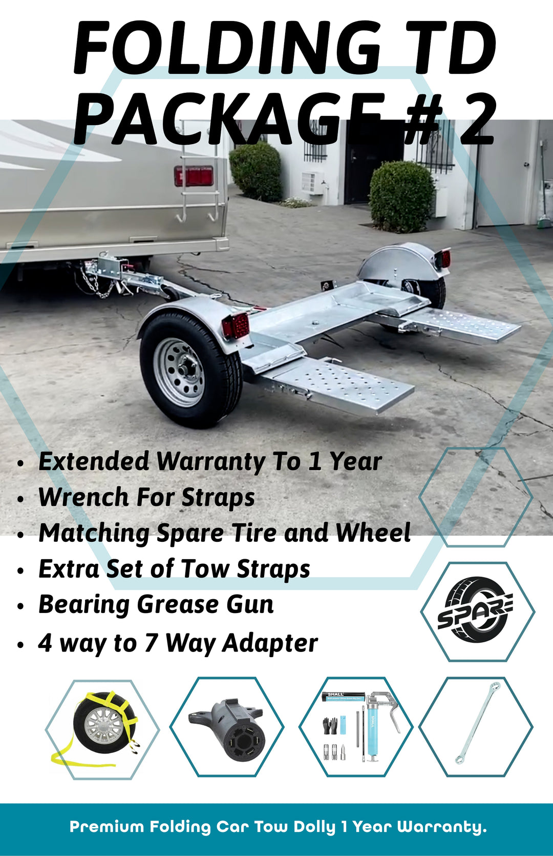 Galvanize Folding Car Tow Dolly