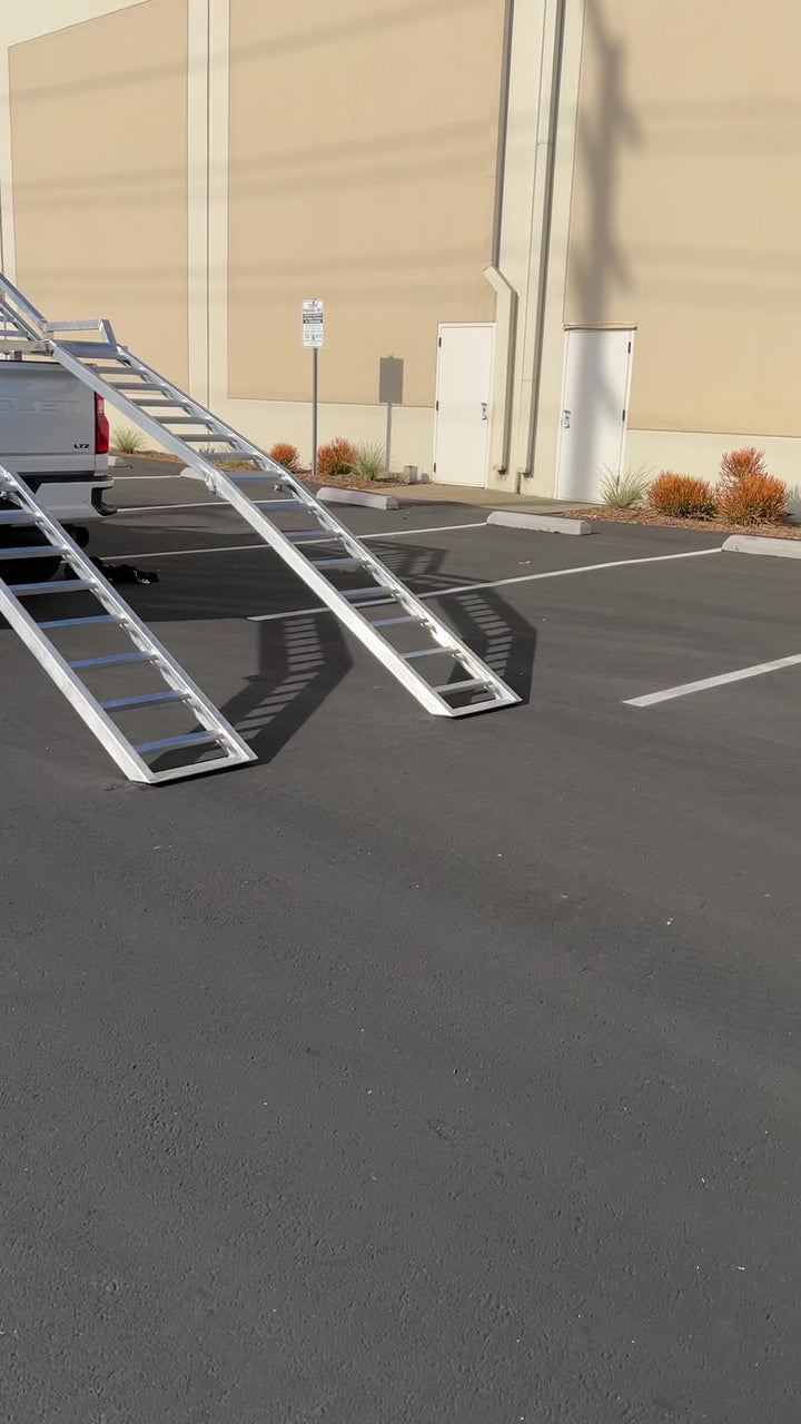 12’ Aluminum Bi-Fold UTV Ramps for High-Deck Trailer & Truck Loading ...