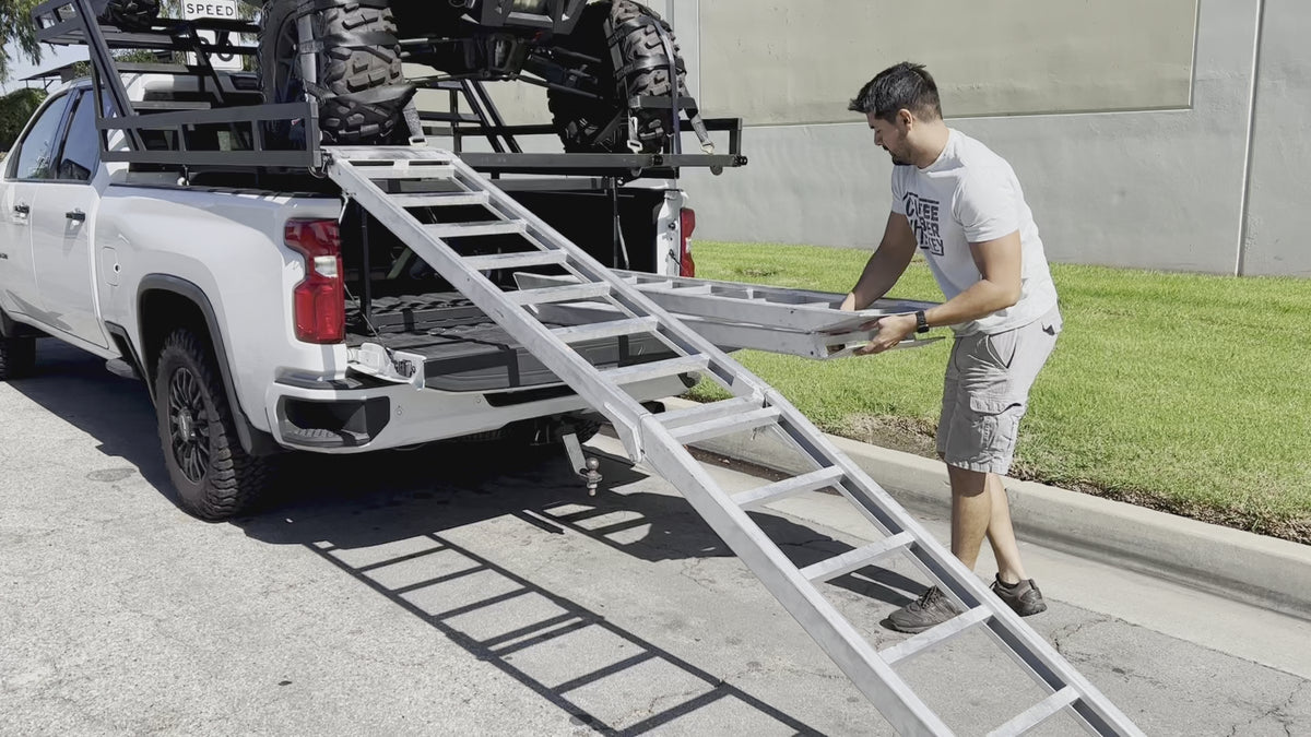 12’ Aluminum Bi-Fold UTV Ramps for High-Deck Trailer & Truck Loading ...