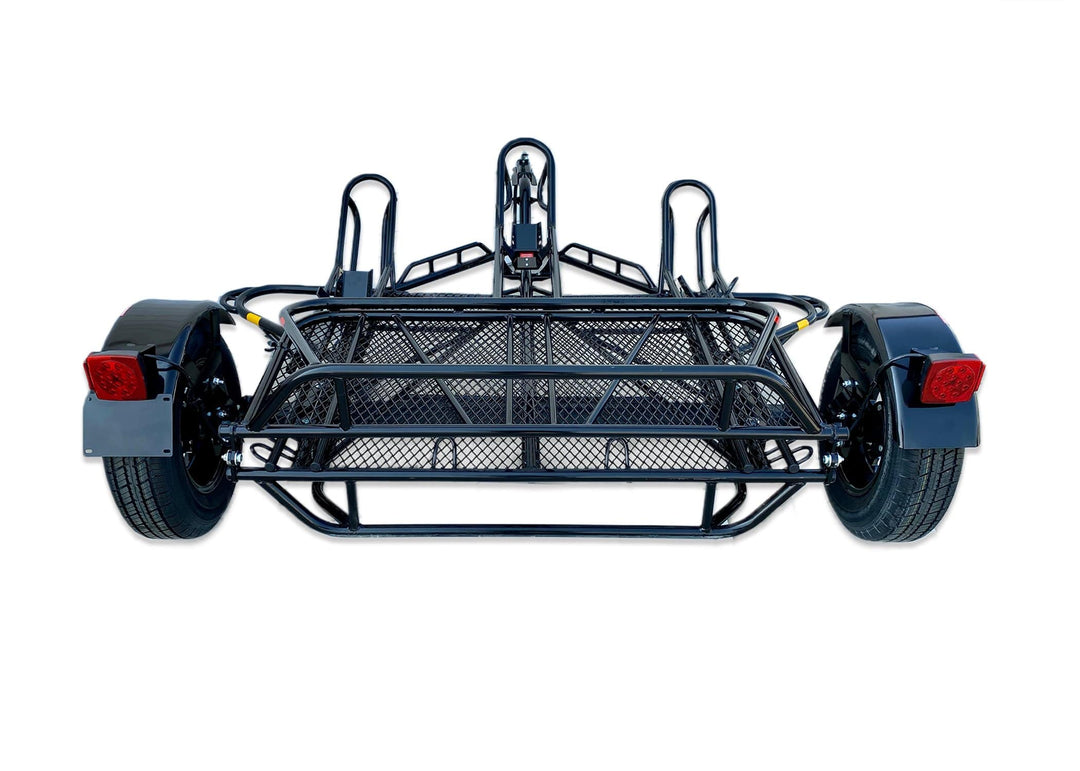 Folding Trailer For motorcycles such as Dirt bikes , Sportbikes , Scooters and more . Haul a Harley as well. Stands out from other motorcycle trailer 