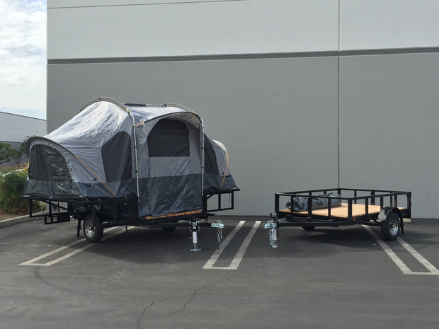 Utility Trailer Combo with Camping tent trailer pops open 