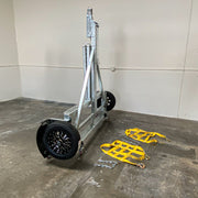 stand up galvanized tow dolly with mamba wheels 