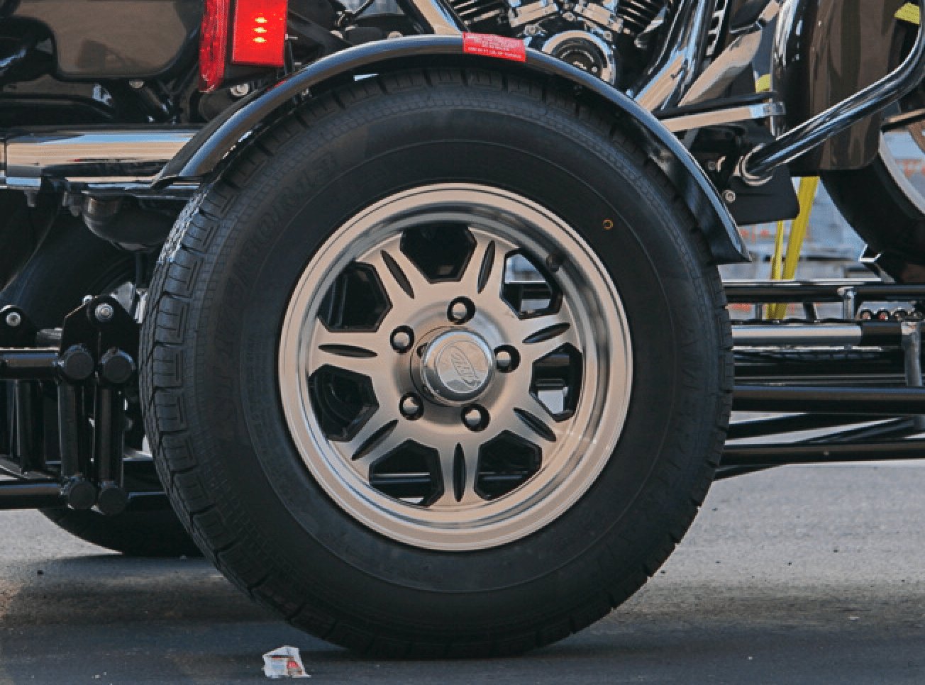 Spare wheel and tire for any motorcycle trailer 