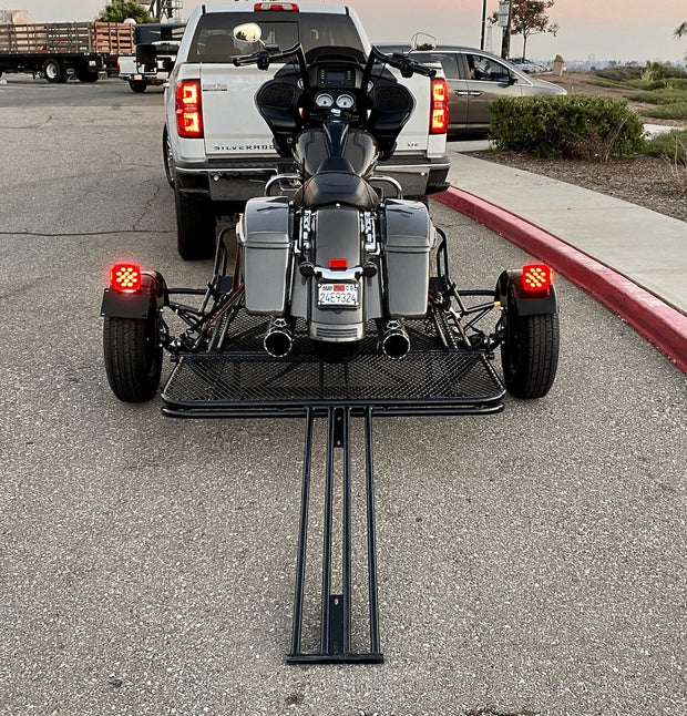 Harley Davidson on Trailer - folding motorcycle trailer