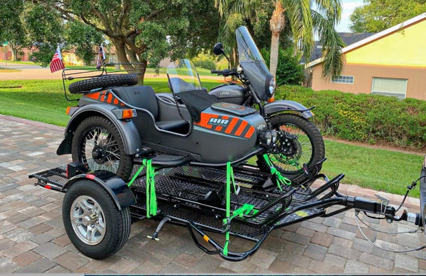 Multipurpose Ride-Up SRL Stand-Up™ Trailer for Harley-Davidson and other trikes, Can-Am Spyders, sidecars**, and many other non-traditional rides.
