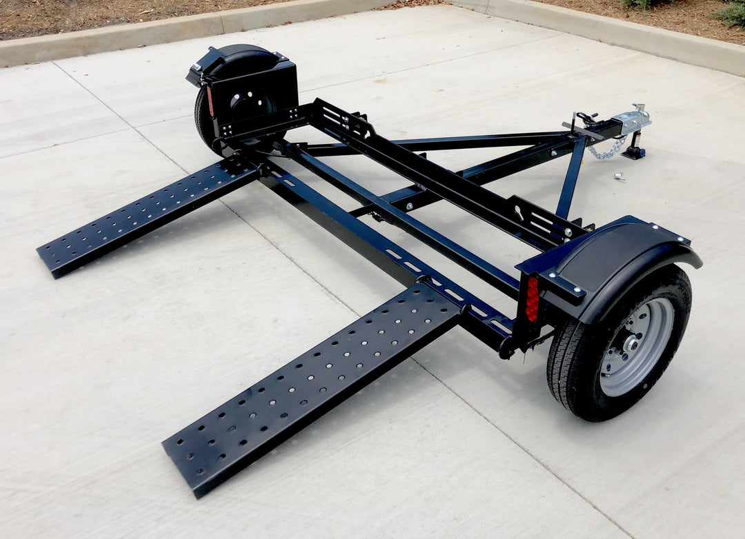 Rear view of stand up car dolly with no brakes 