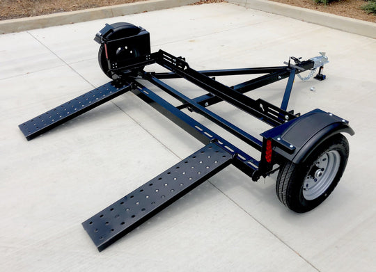 Rear view of stand up car dolly with no brakes 
