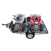 Foldable Utility Trailer great for side by sides and motorcycle trailer . Folding utility stand up trailer.