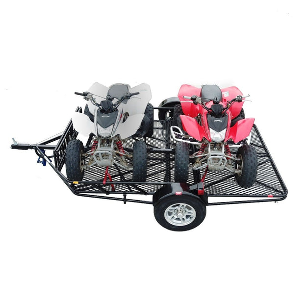Foldable Utility Trailer great for side by sides and motorcycle trailer . Folding utility stand up trailer.